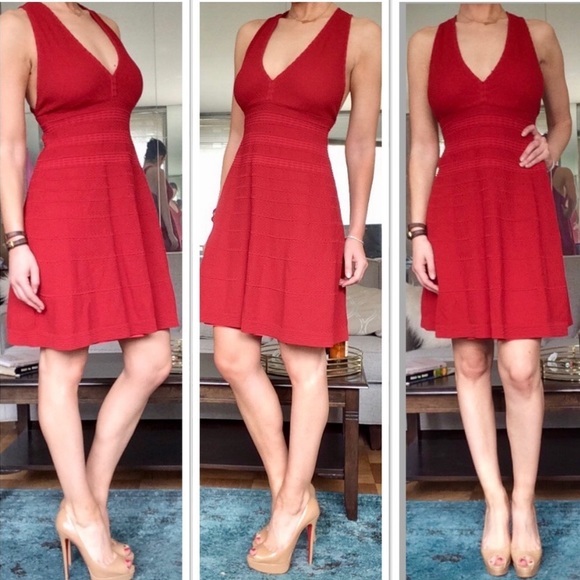 Missoni Red Crochet Lace Knit Surplice Criss-Cross Back A-Line Dress 38 - Picture 3 of 9